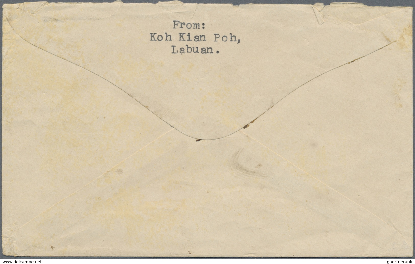 Br Malaiische Staaten - Sarawak: 1946, Cover Bearing 8 C BMA Sent From Labuan With Somewhat Weak "VICTO - Andere & Zonder Classificatie