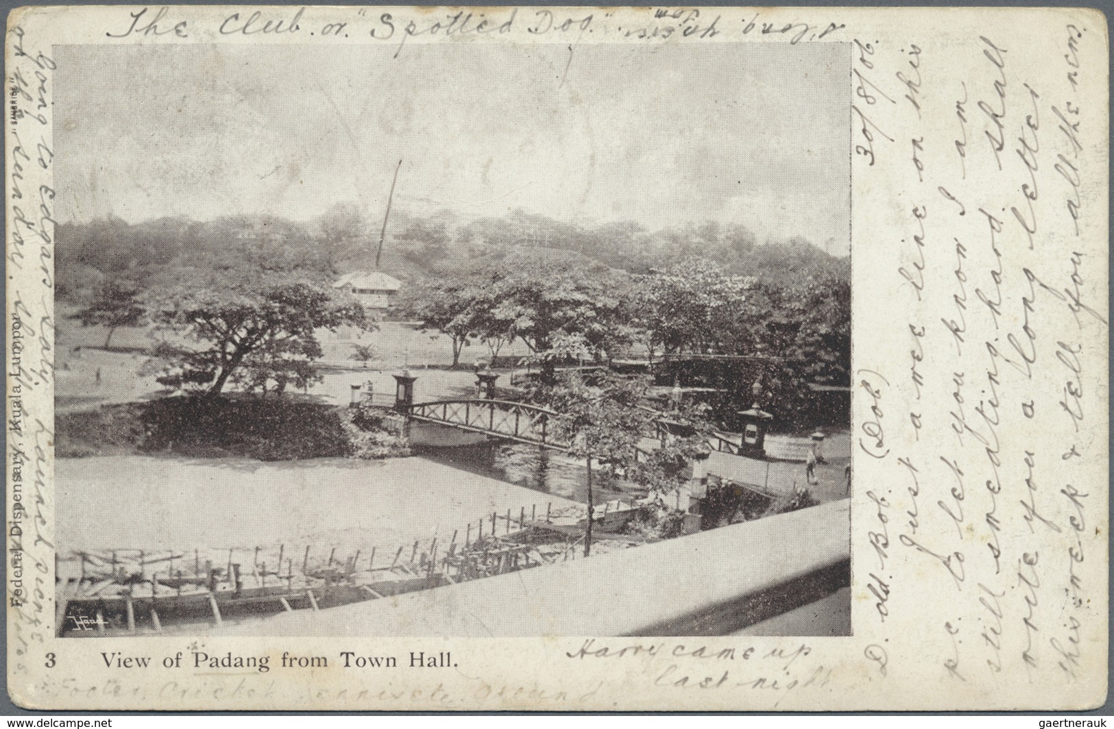 Malaiische Staaten - Selangor: 1906, 4c. Black/scarlet, Single Franking On Ppc "View Of Padang From - Selangor