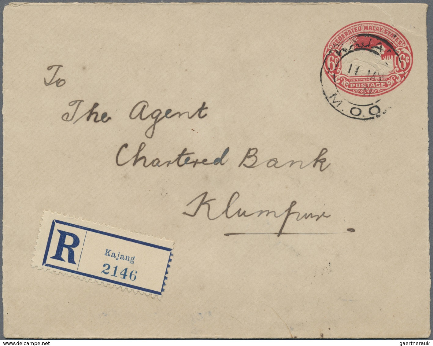 GA Malaiische Staaten - Selangor: 1931, 1c. Black And 12c. Ultramarine Uprating A Stationery Envelope 6 - Selangor