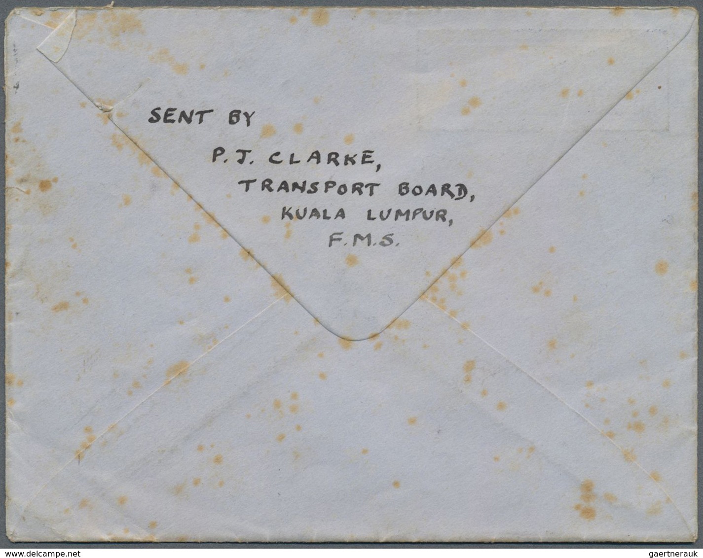 Br/ Malaiische Staaten - Selangor: 1941, Censored Arimail Letter Flown From "KUALA LUMPUR 30 MY 1941" To - Selangor