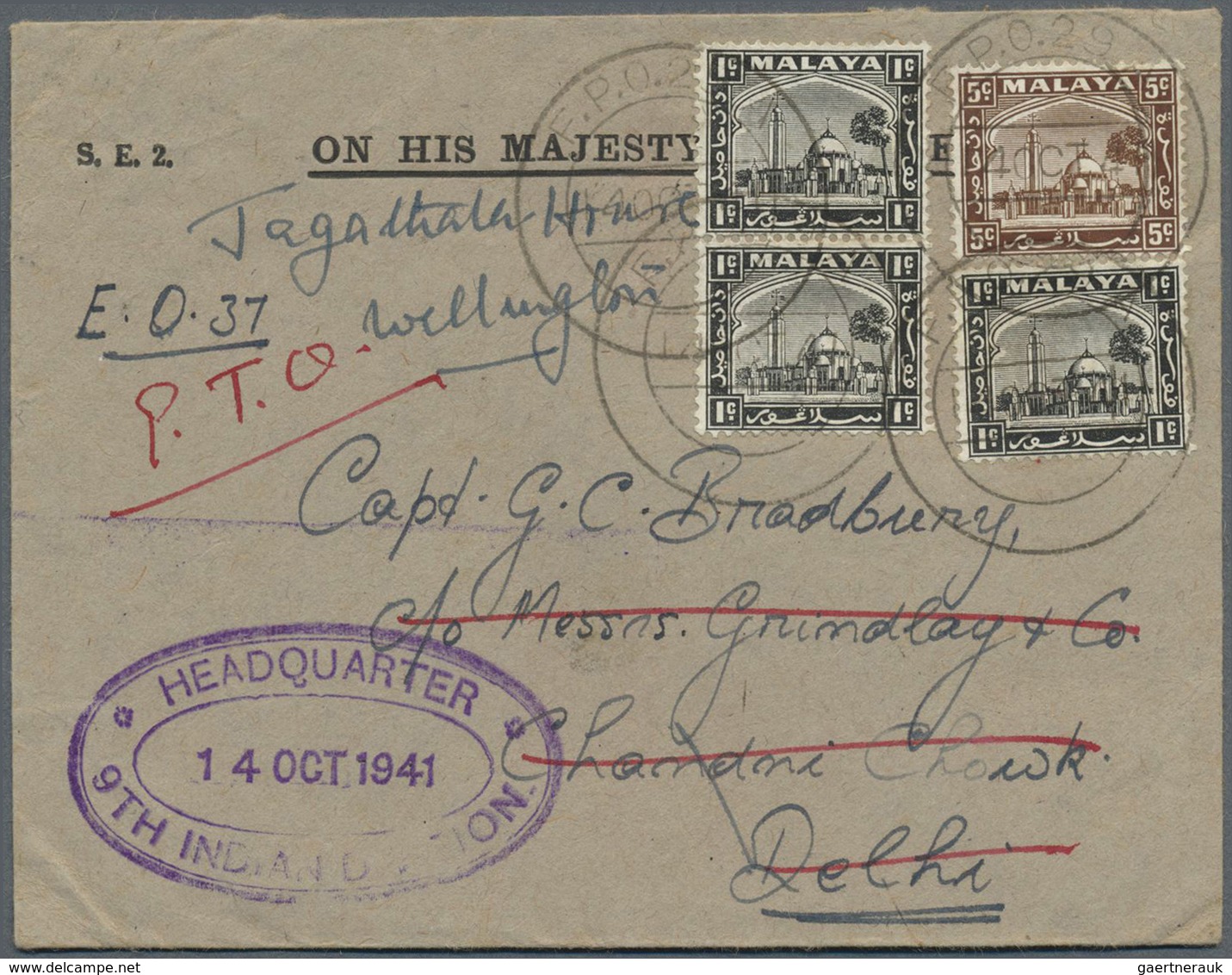 Br Malaiische Staaten - Selangor: 1941, "On His Majestys'Service Cover Sent From Malaya With Field P.O. - Selangor