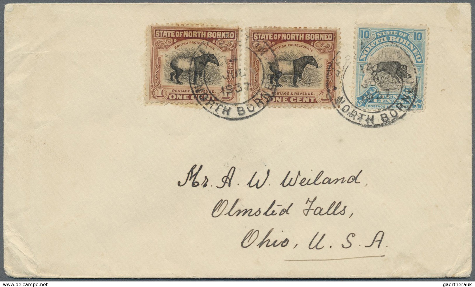 Br Nordborneo: 1927/1937, JESSELTON, Two Covers To USA. - Noord Borneo (...-1963)