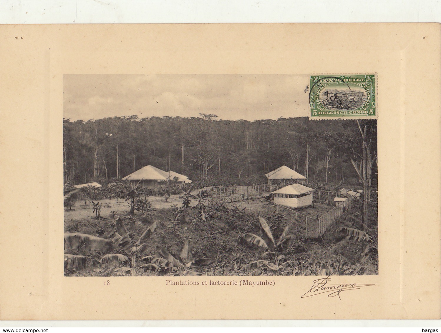 Congo Afrique Planche Lithographie Avec Timbre Taxe Envoi ? Plantation Et Factorie Du Mayumbe - Andere & Zonder Classificatie