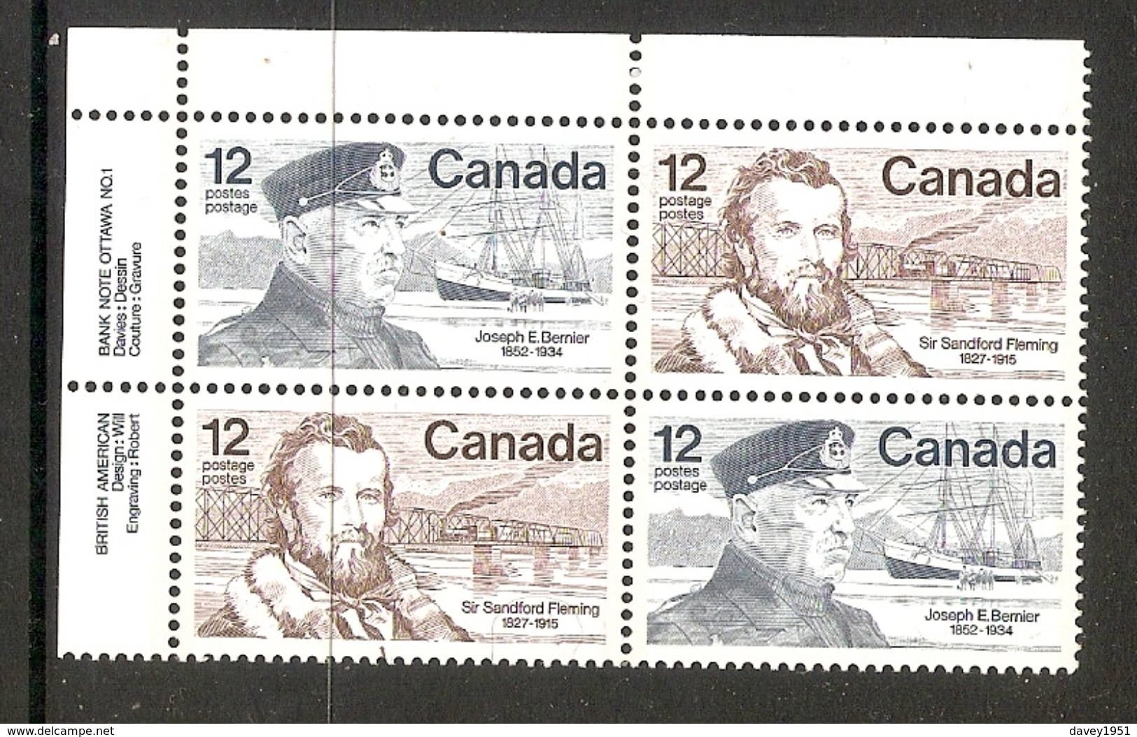 006366 Canada 1977 Canadians 12c Plate Block UL MNH - Plate Number & Inscriptions