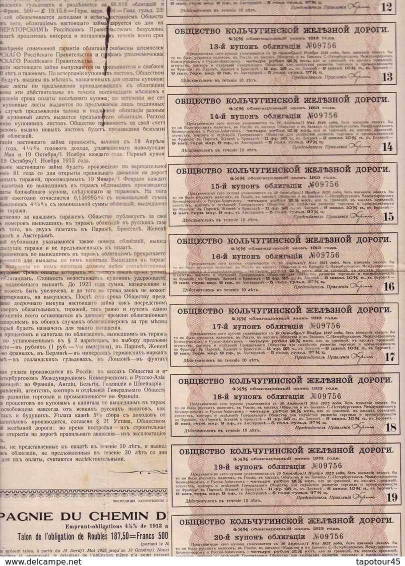 T 1  Actions & Titres   Chemin De Fer De "Koltchouguino"1913   N=33 - Chemin De Fer & Tramway