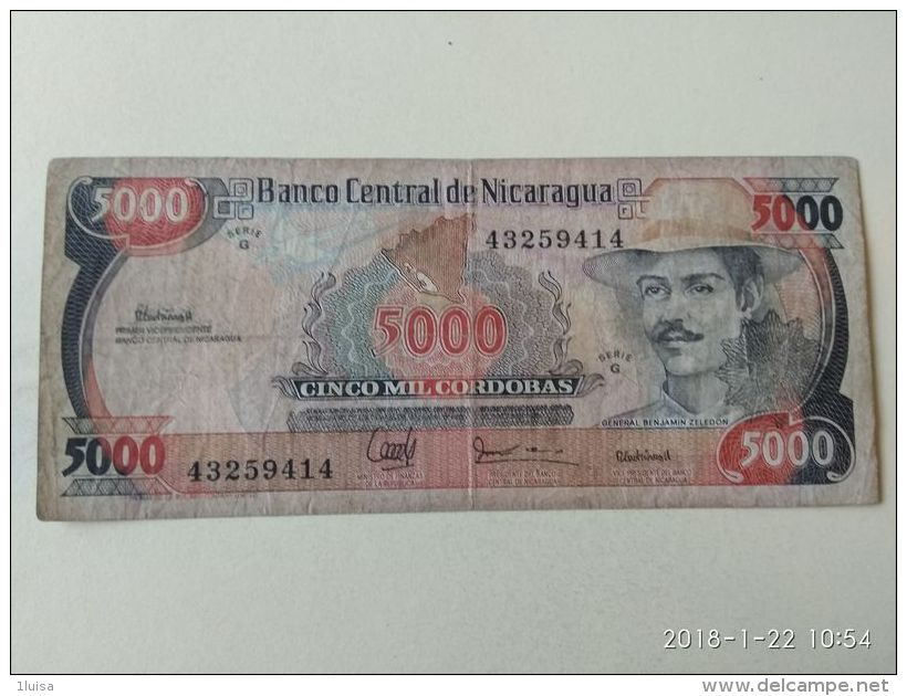 5000 Cordobas  1988 - Nicaragua