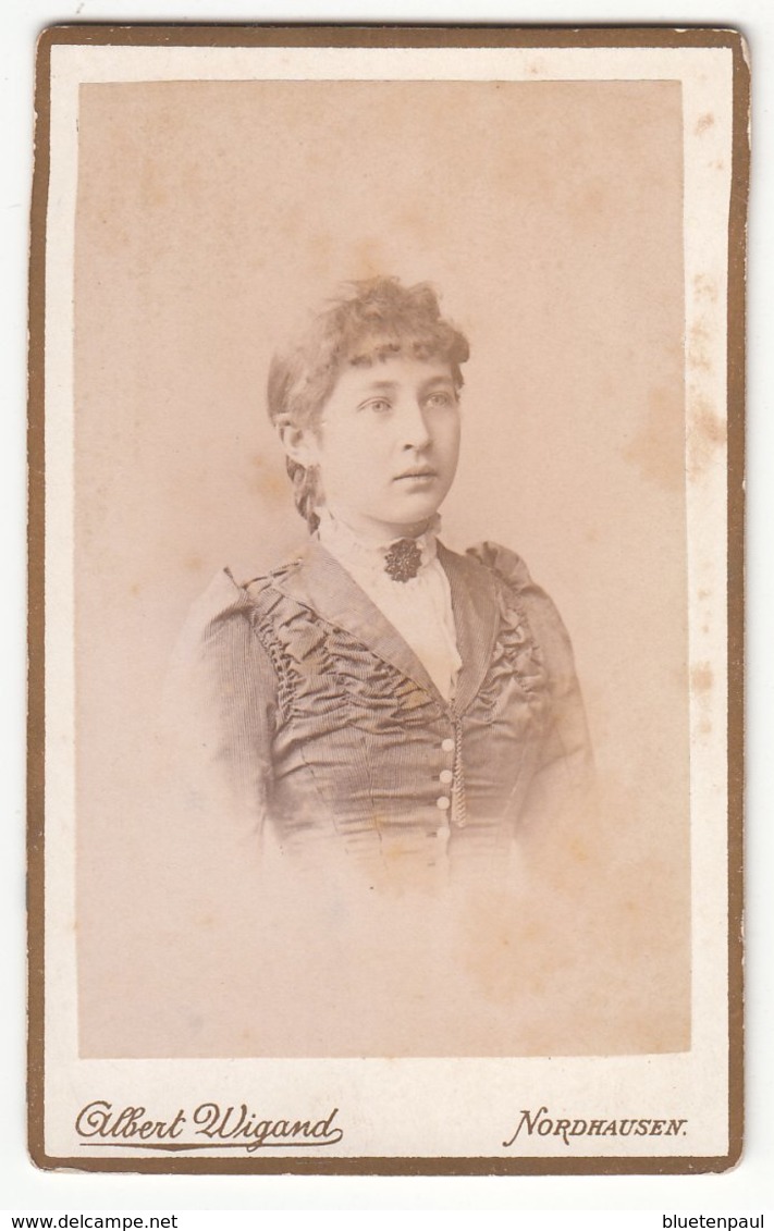 CDV Photo Albert Wigand, Nordhausen - Junge Dame Frau Mode Circa 1895 - Oud (voor 1900)