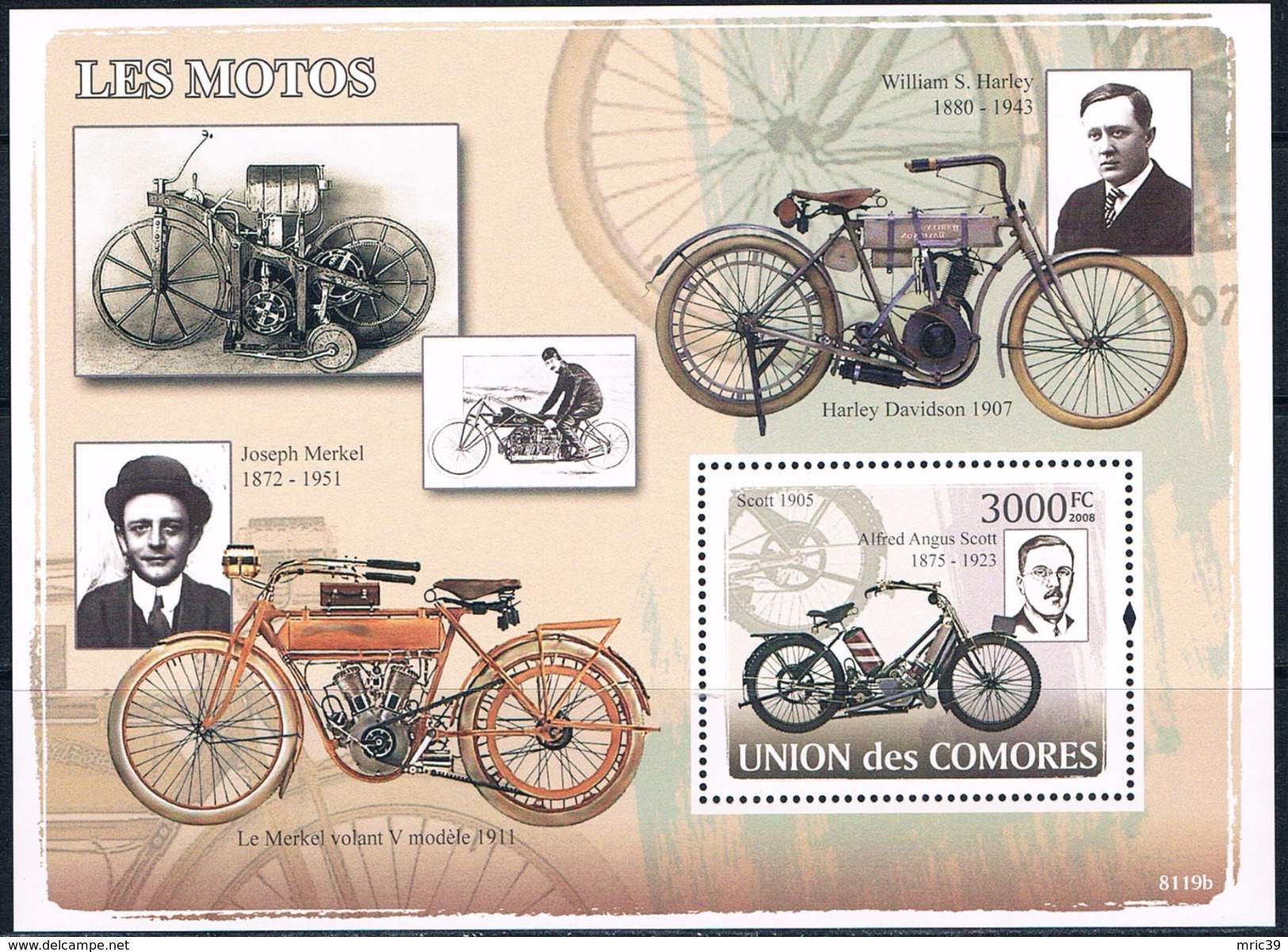 Bloc Sheet Motos Moto Motorcycles Motorbike  Neuf ** MNH   Comores Comoros 2008 - Motos