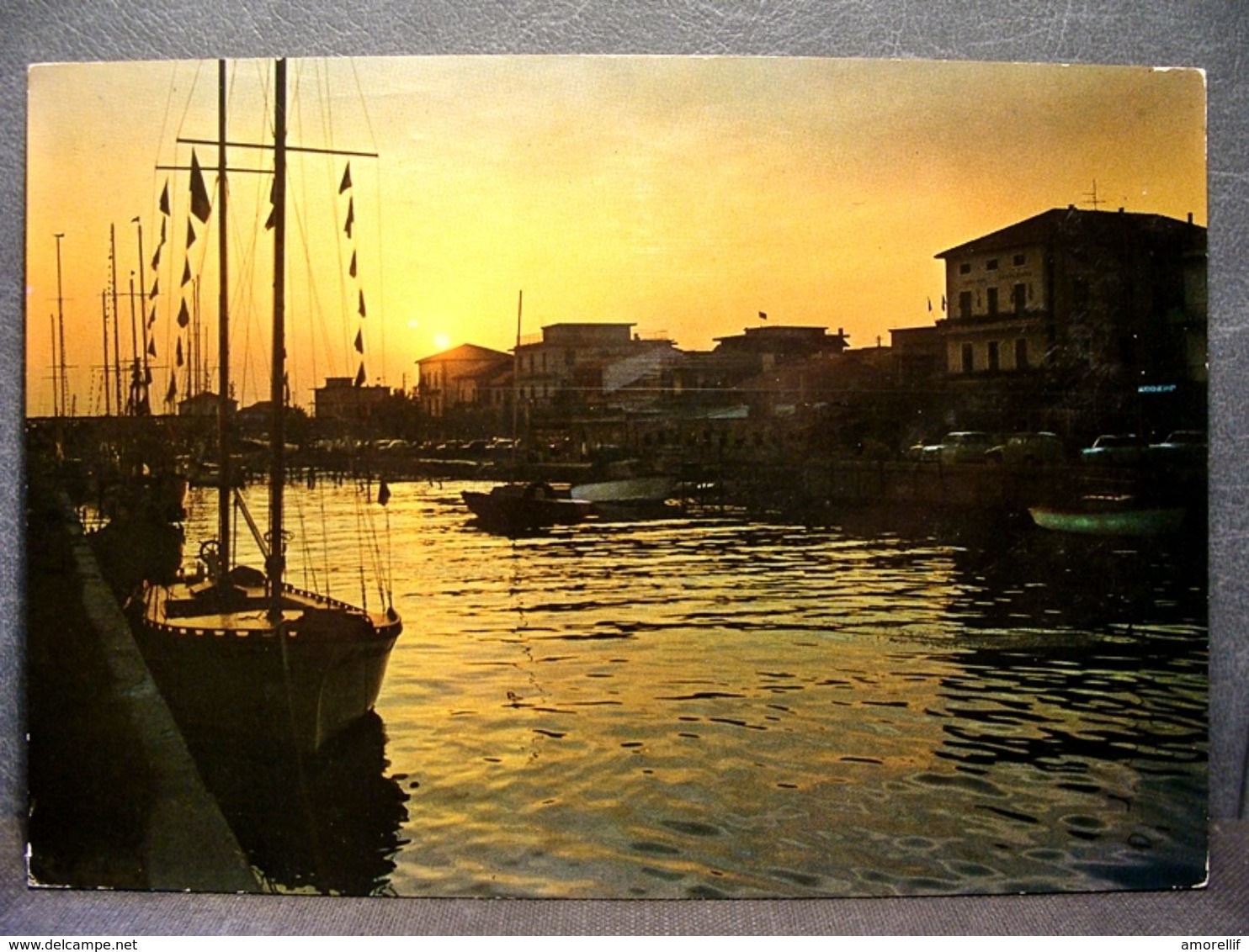 (FG.J46) BELLARIA DI RIMINI - PORTO CANALE, IL COMMIATO DEL SOLE, TRAMONTO (VIAGGIATA 1968) - Rimini