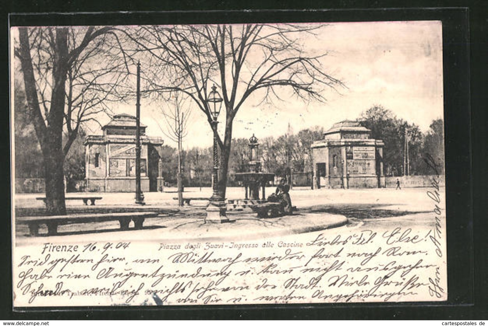 Cartolina Firenze, Piazza Degli Zuavi-Ingresso Alle Cascine - Firenze