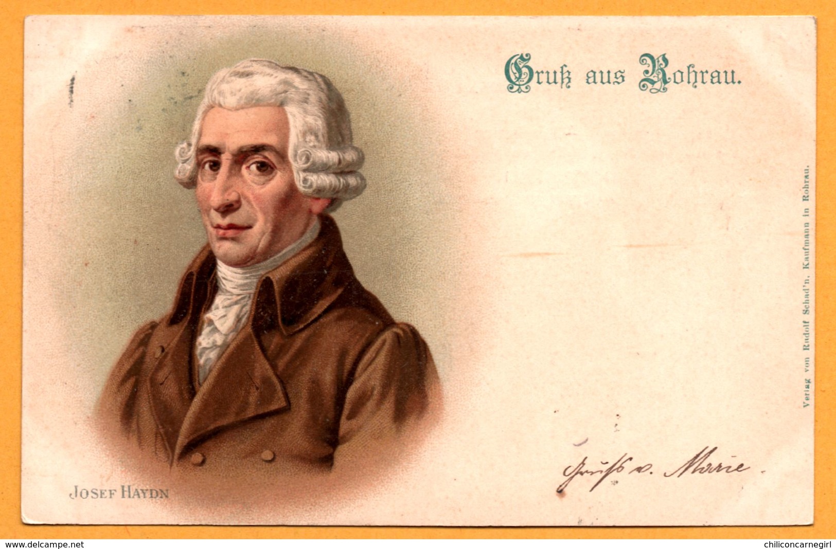 Litho - Gruss Aus Rohrau - Compositeur - Musicien JOSEF HAYDN - JOSEPH HAYDN - Edit. RUDOLF SCHAD'N - 1904 - Bruck An Der Leitha