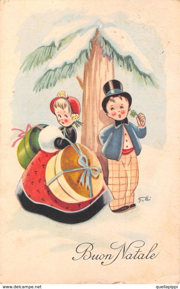 D7336 "BUON NATALE - NEVE - BAMBINI - DONI"   FIRMATA GOLBI.  CART SPED 1951 - Altri & Non Classificati