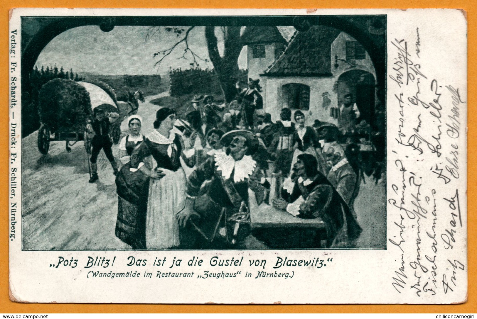 Litho - " Potz Blitz ! - Das Ist Ja Die Gustel Von Blasewitz " - Fermier - FR SCHARDT - FR. SCHILLER - 1900 - Dresden