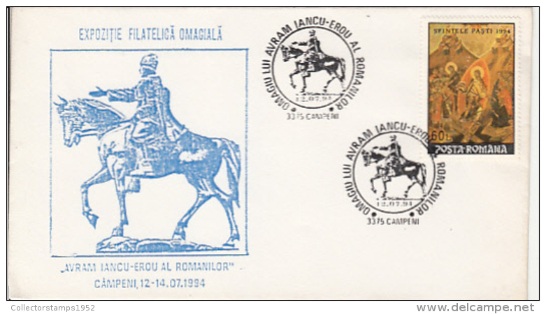 68733- AVRAM IANCU, 1848 REVOLUTION, SPECIAL COVER, 1994, ROMANIA - Briefe U. Dokumente