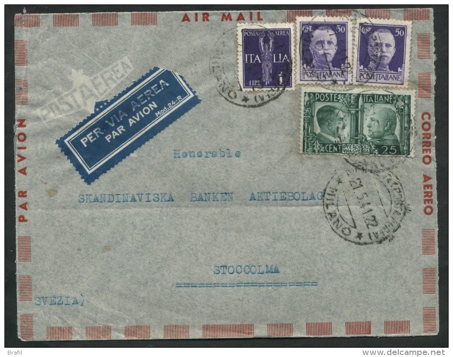 1941 Italia, Lettera Aerea Per La Svezia - Storia Postale (Posta Aerea)