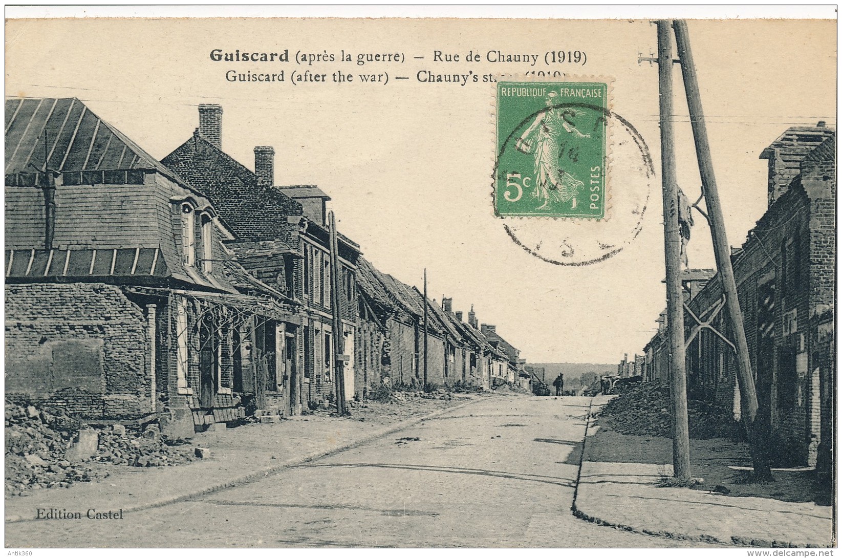 CPA 60 GUISCARD Après La Guerre Rue De Chauny - Guiscard