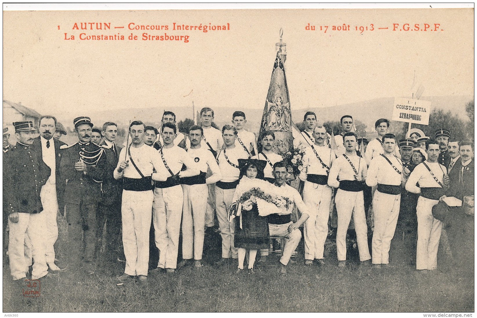 CPA 71 AUTUN Concours Interrégional De Gymnastique La Constantia De Strasbourg 17 Août 1913 FSGSPF - Autun