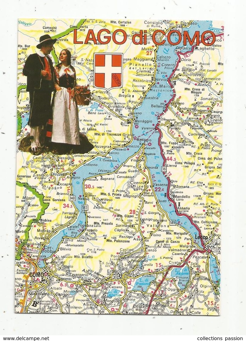 Carte Géographique , ITALIE , LAGO DI COMO ,vierge ,ed. Clerici - Landkarten
