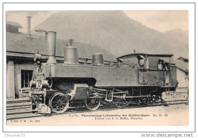 Locomotive 038, A Sch V W No 1299, Ea 2/ Personenzug Lokomitive Der Gotthardbahn No 31-33 - Maftei Munchen - Trains