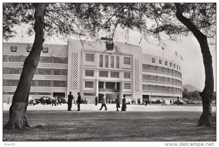 Lima Peru, 'October 27th' National Stadium Facade, Auto, C1940s/50s Vintage Real Photo Postcard - Peru