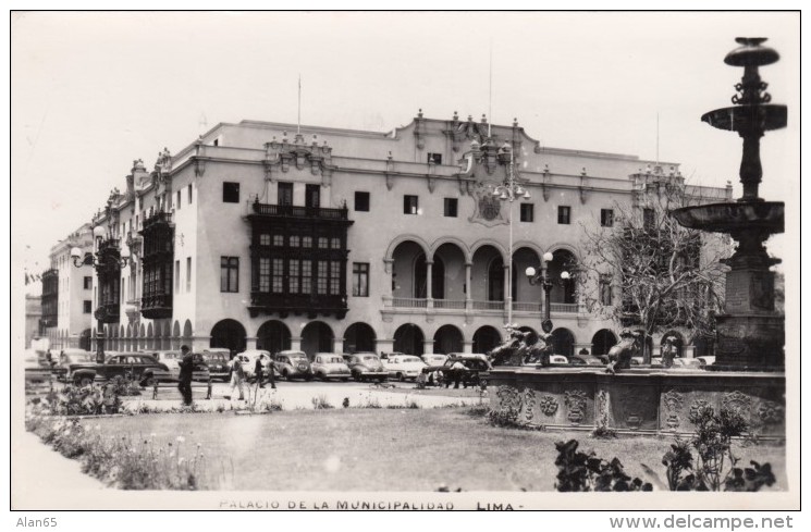 Lima Peru, Palacio De La Municipalidad City Government Building, C1950s Vintage Real Photo Postcard - Peru