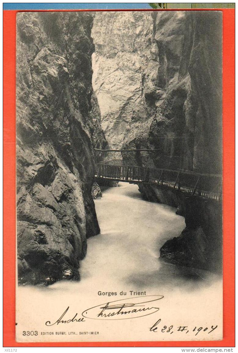 GAX-02 Gorges De Trient Sur Vernayaz, Précurseur, Circulé En 1904 Vers Paris. - Trient