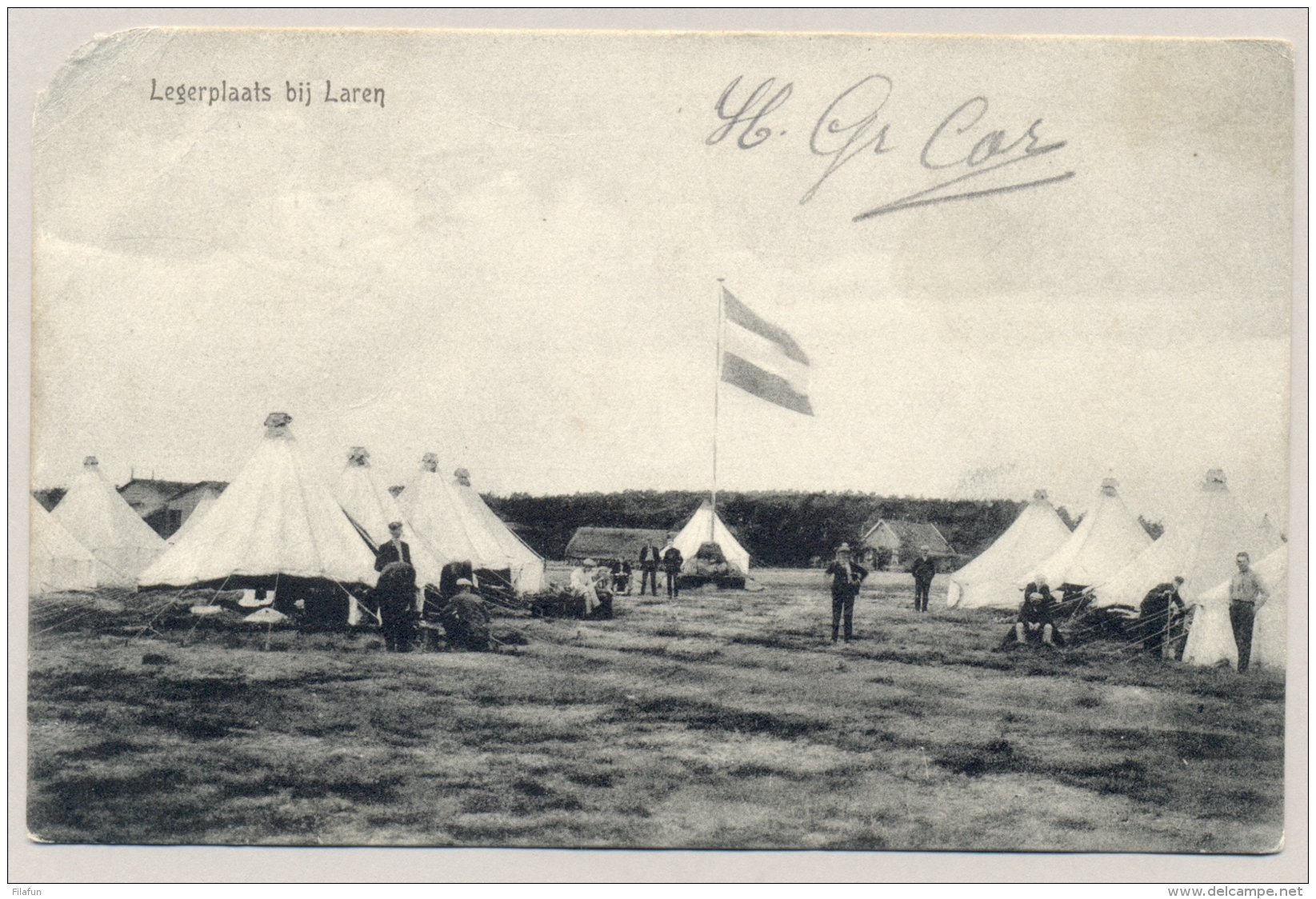 Nederland - 1906 - Fotokaart Legerplaats Bij Laren, Tentenkamp Van KR Laren Naar GR Haarlem - Oorlog 1914-18