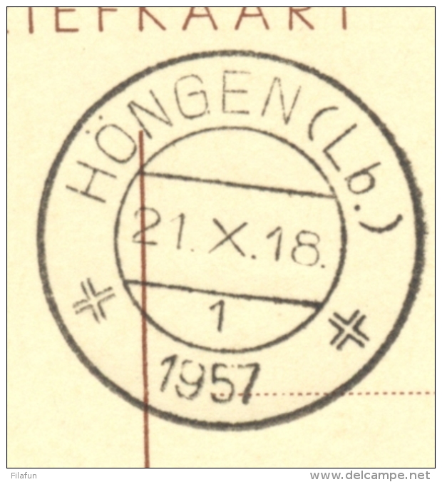 Nederland - 1957 - Grenscorrectie: Höngen (Lb.) Nederlands Stempel, Höngen Is Weer Duits Geworden - Marcophilie