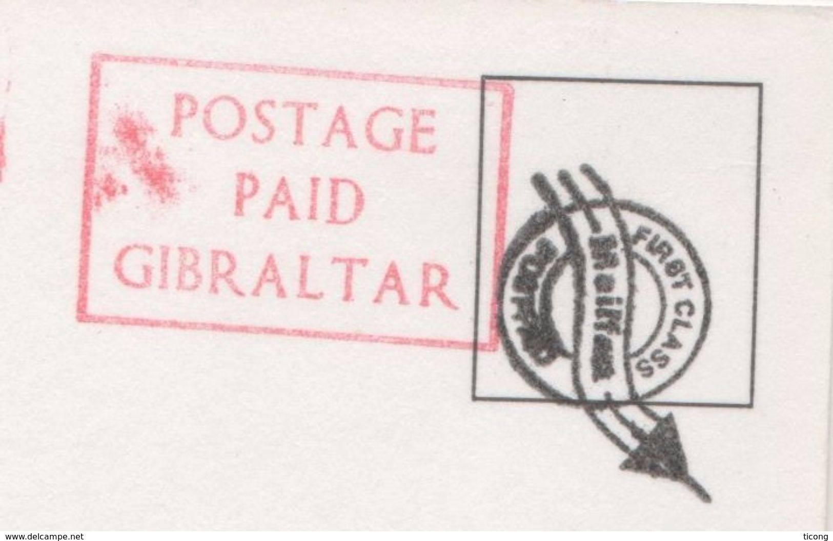 MARQUE POSTAGE PAID ( PORT PAYE ) GIBRALTAR ET CACHET AVION SUR CARTE DES ILES CANARIES FUERTEVENTURA - VOIR LES SCANS - Gibraltar