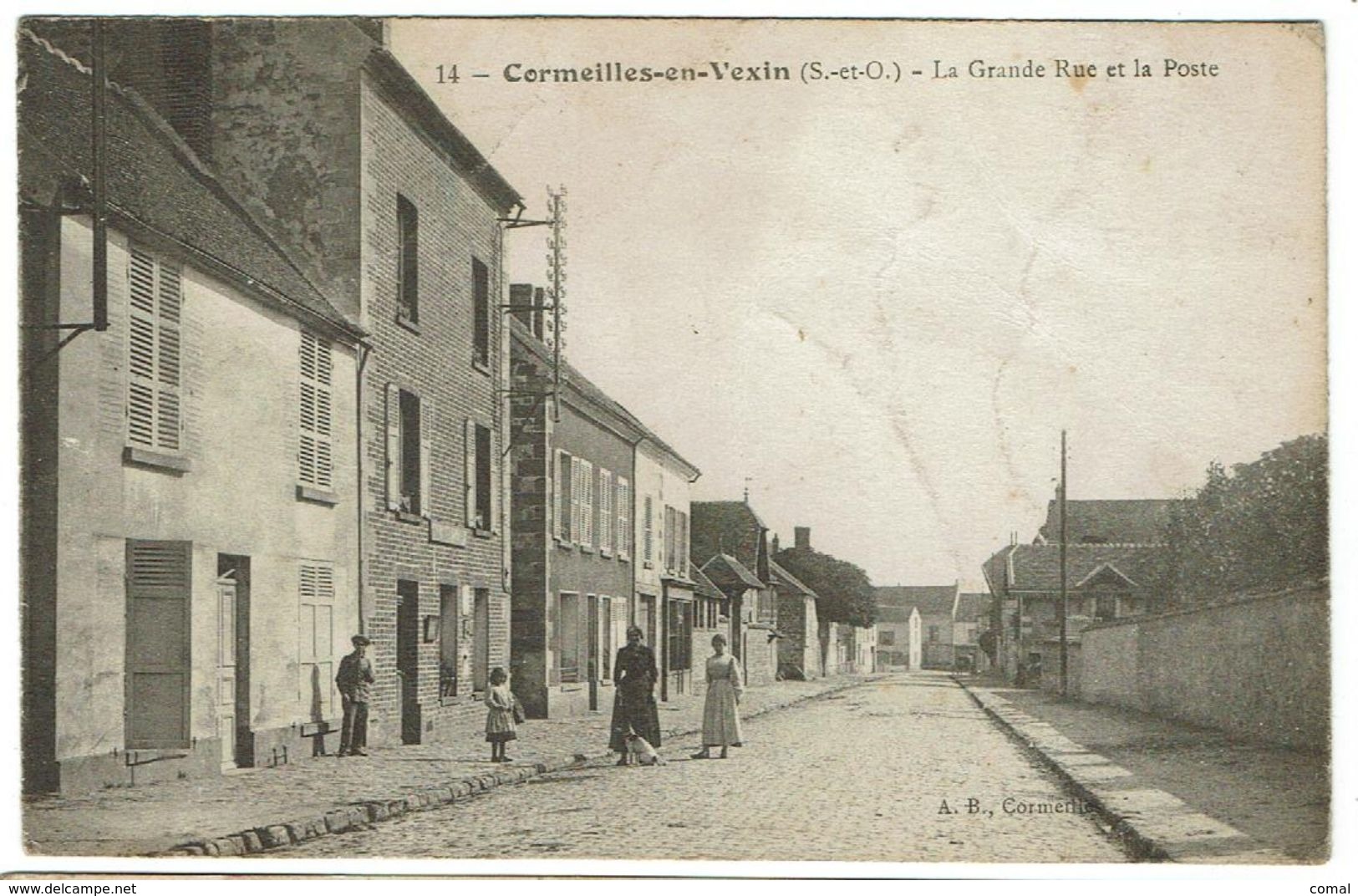 CPA - 95 - CORMEILLES EN VEXIN - La Grande Rue Et La Poste - - Cormeilles En Parisis