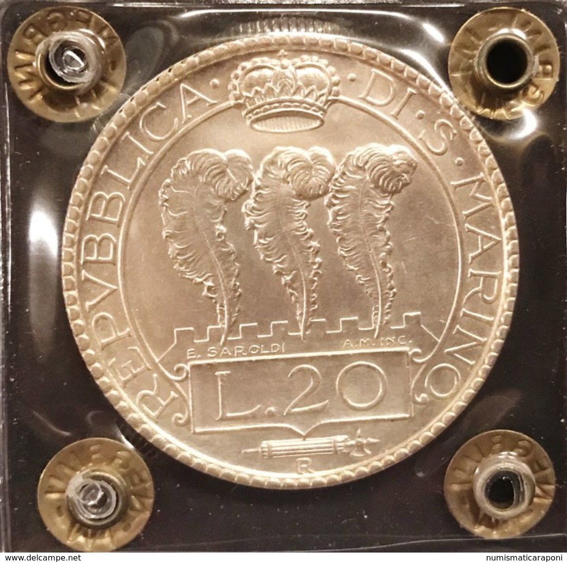 San Marino Vecchia Monetazione 20 Lire 1933 Fdc Sigillata Nrgrini  D.4650 - San Marino