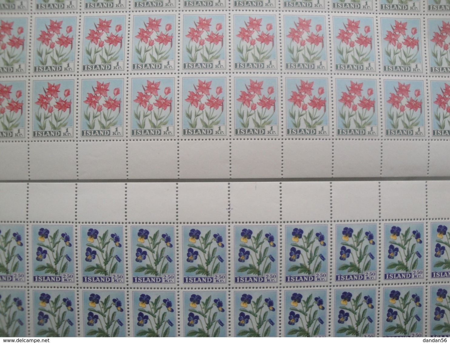 1958 Islande  Yv 281/2 X 50 ** Fleurs Flowers  Scott 309/10  Michel 323/4  SG 353/4 - Collections, Lots & Séries