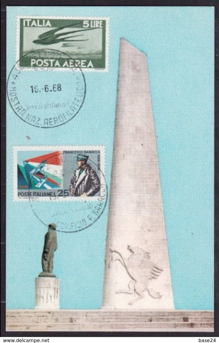 1968 Italia Lugo Di Romagna Cartolina MONUMENTO NAZIONALE A FRANCESCO BARACCA Areonautica Militare Doppiaaffranc. - Prima Guerra Mondiale