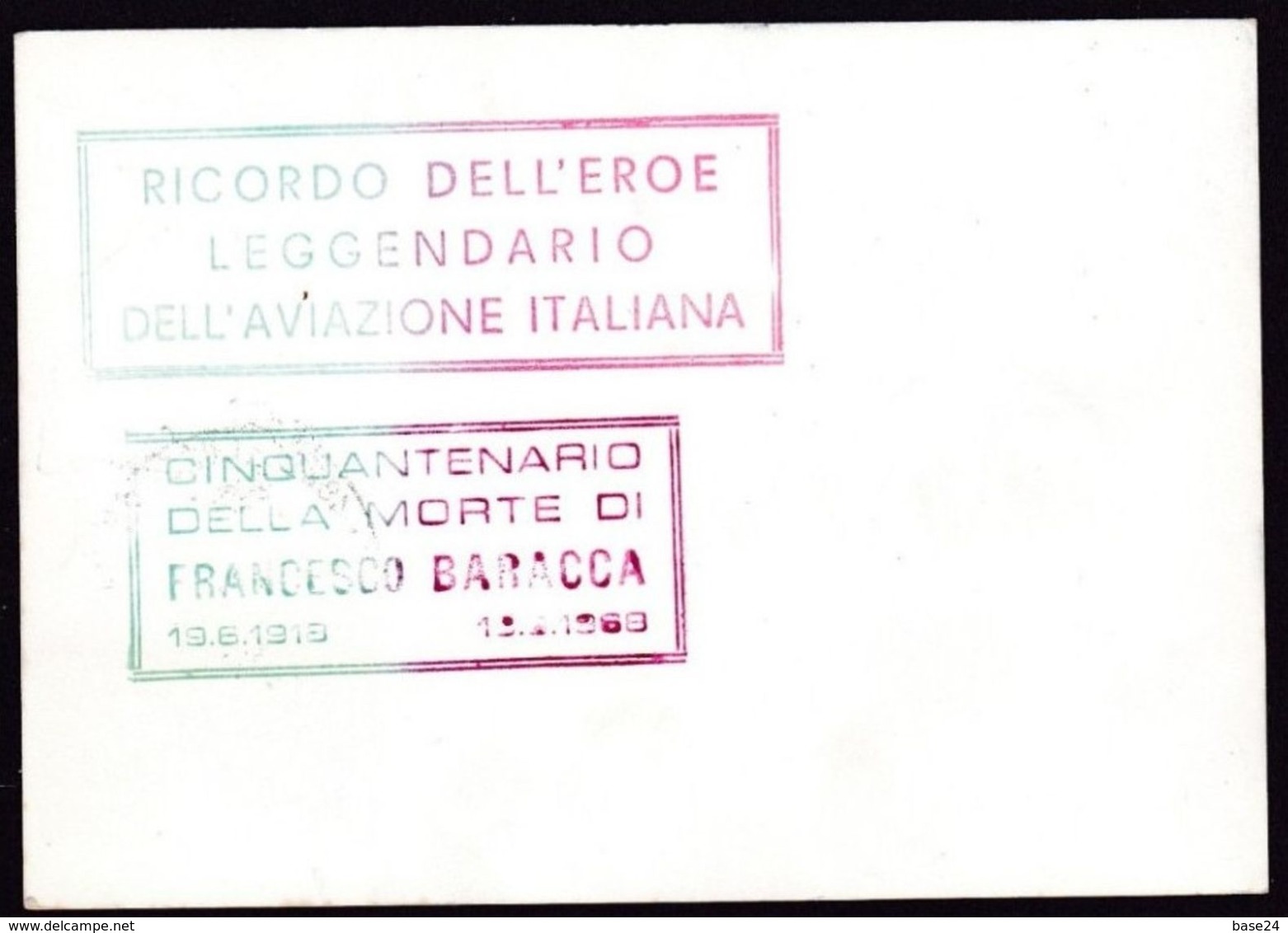 1968 Italia Lugo Di Romagna FRANCESCO BARACCA Cartolina Baracca E Fulco Annullo '50° Morte Eroe Leggendario' Affranc.25L - Prima Guerra Mondiale