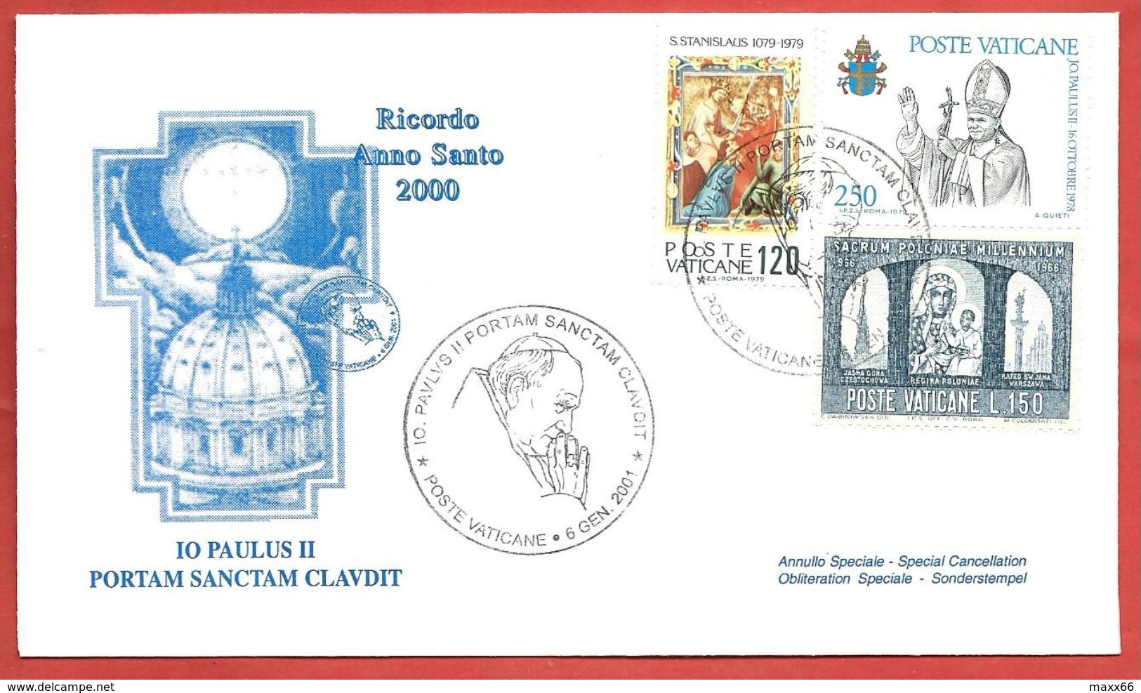 BUSTA VATICANO - 2001 - ANNO SANTO 2000 - Io Paulus II Portam Sanctam Claudit - ANN. 06 - 01 - 2001 - Lettres & Documents