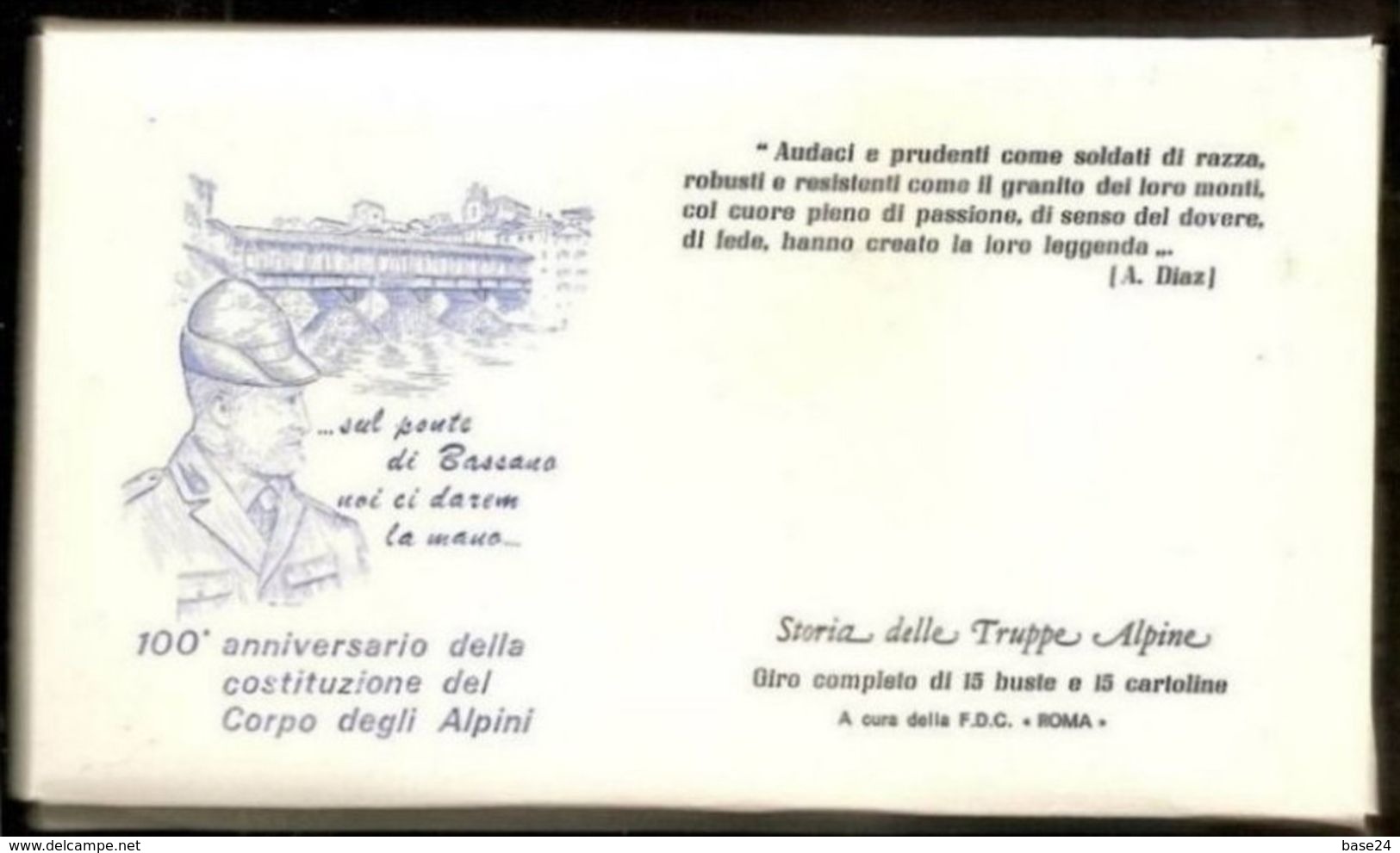 1972 Italia Italy Repubblica STORIA DELLE TRUPPE ALPINE 1872/1972 Giro Di 15 Cartoline + 15 Buste Annullo 10/5/72 - Militaria