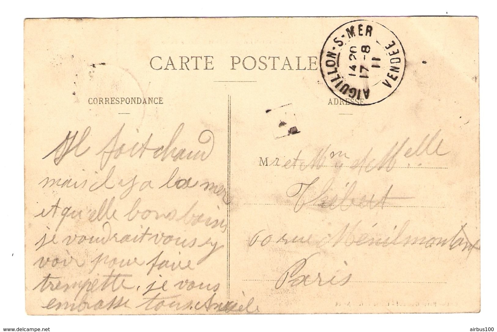 85 - L'AIGUILLON SUR MER LE PORT A MARÉE BASSE - ÉDITION BAZAR GOURAUD - 17 AOUT 1911 - VOILIER - 2 Scans - Autres & Non Classés