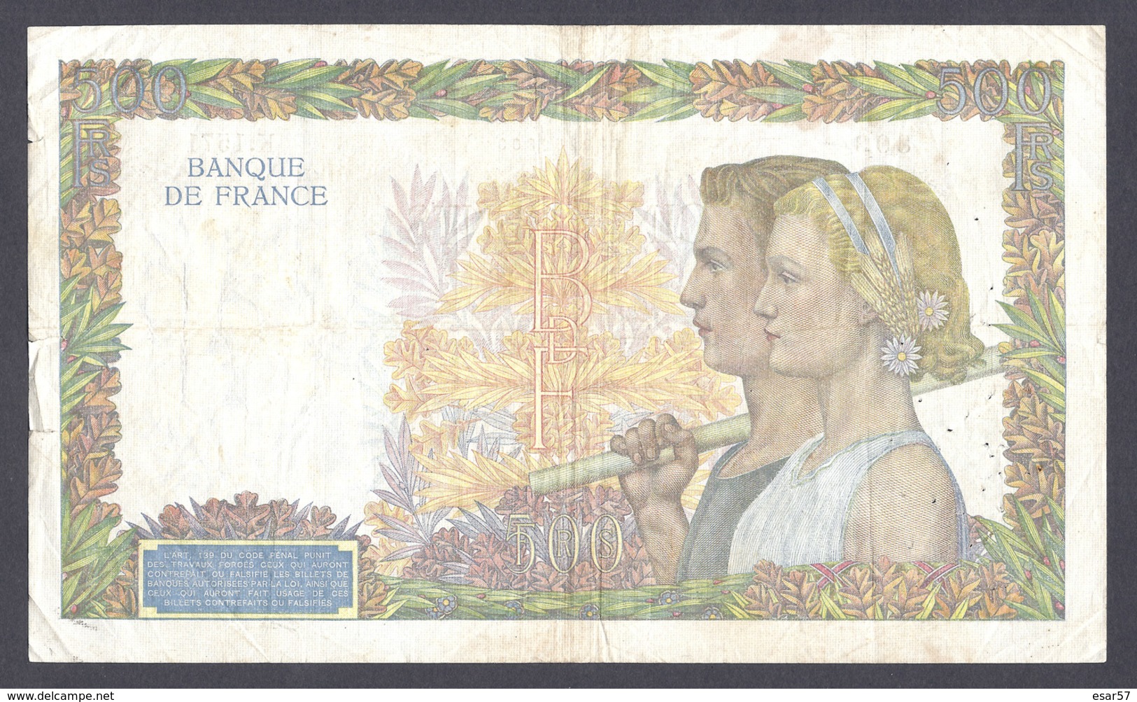 500 Francs La Paix 5-12-1940 - 500 F 1940-1944 ''La Paix''