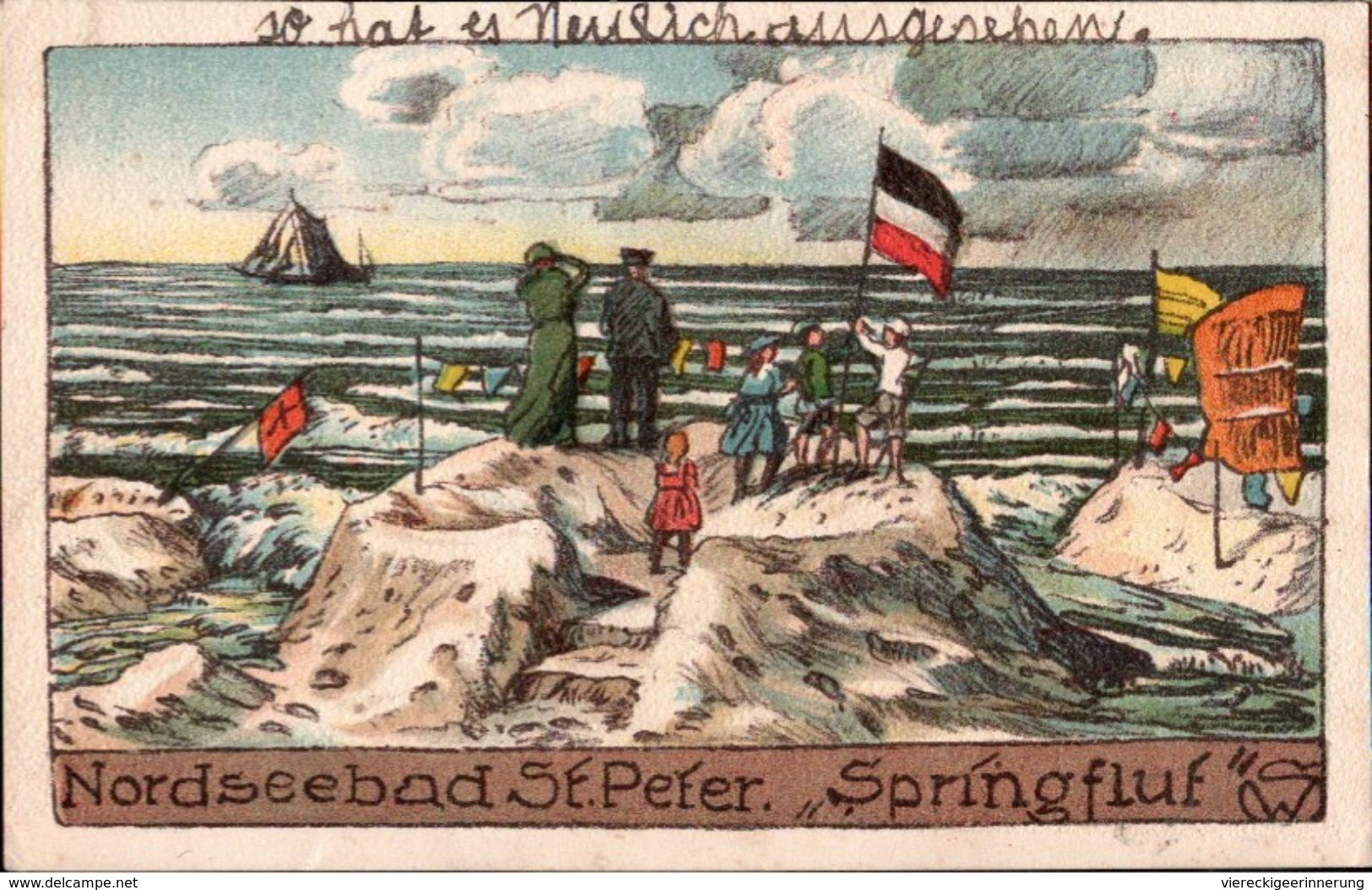 ! Alte Ansichtskarte St. Peter Ording, Nordsee, Steindruckkarte - St. Peter-Ording