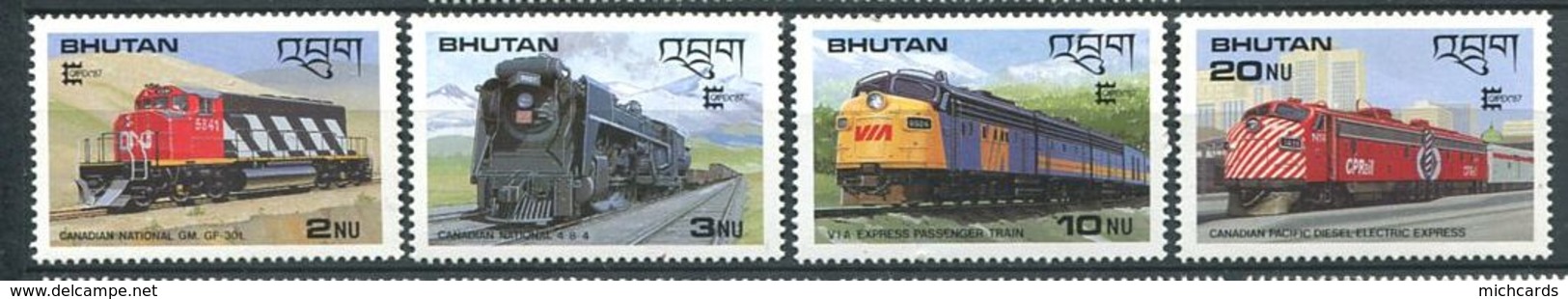 214 BHOUTAN 1987 - Yvert 766/69 - Train Locomotive - Neuf ** (MNH) Sans Trace De Charniere - Bhoutan