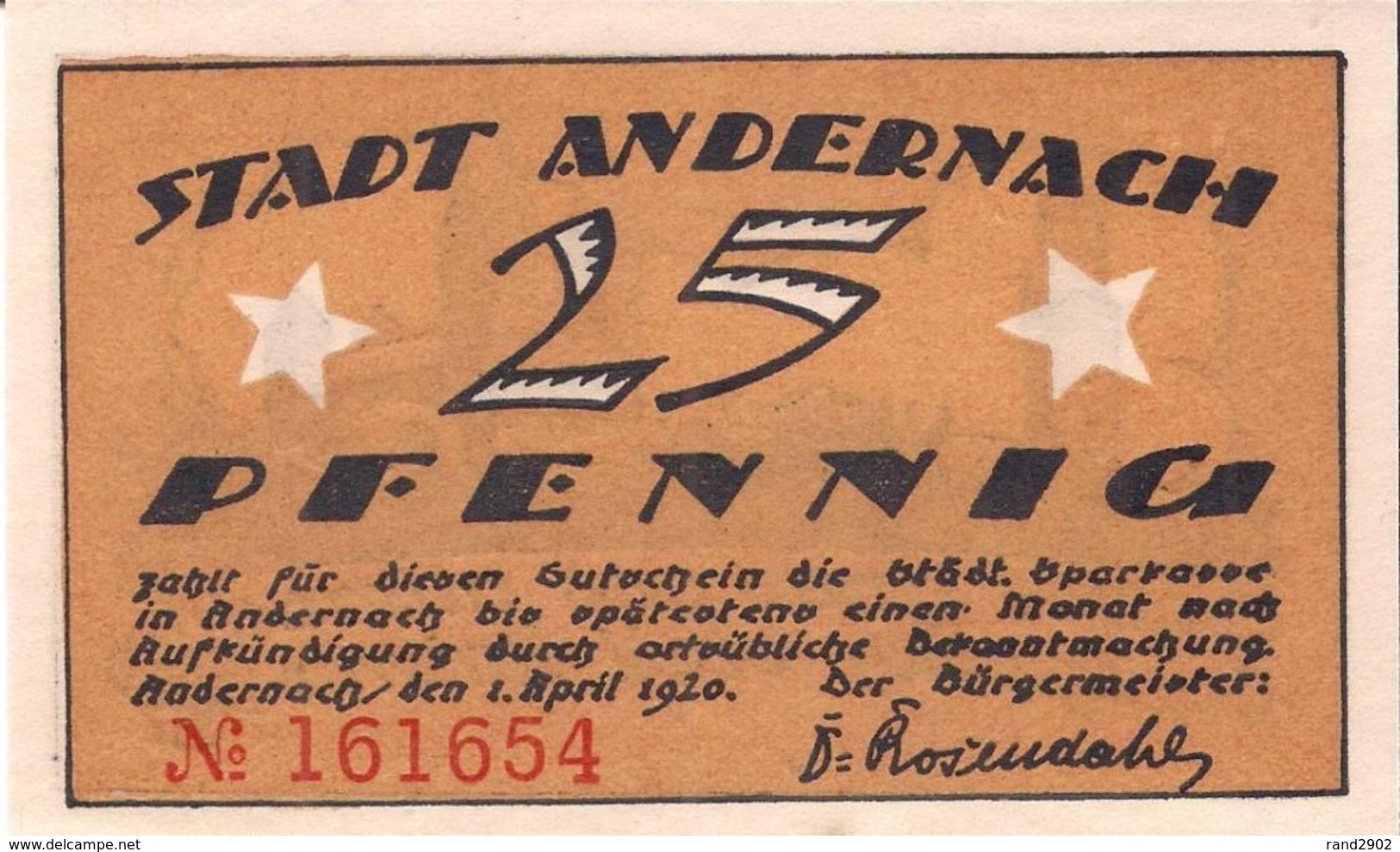 Deutschland Notgeld 25 Pfennig ANDERNACH /51M/ - [11] Emisiones Locales