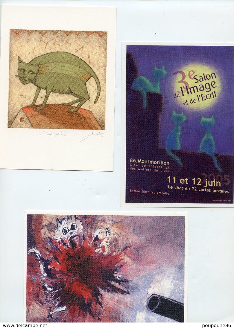 LOT DE 10 CPM NEUVES ET DIFFERENTES, SUR LE THEME DU CHAT - Salon De L'Image Et De L'Ecrit - Tirage Limité 1500 Ex - Chats