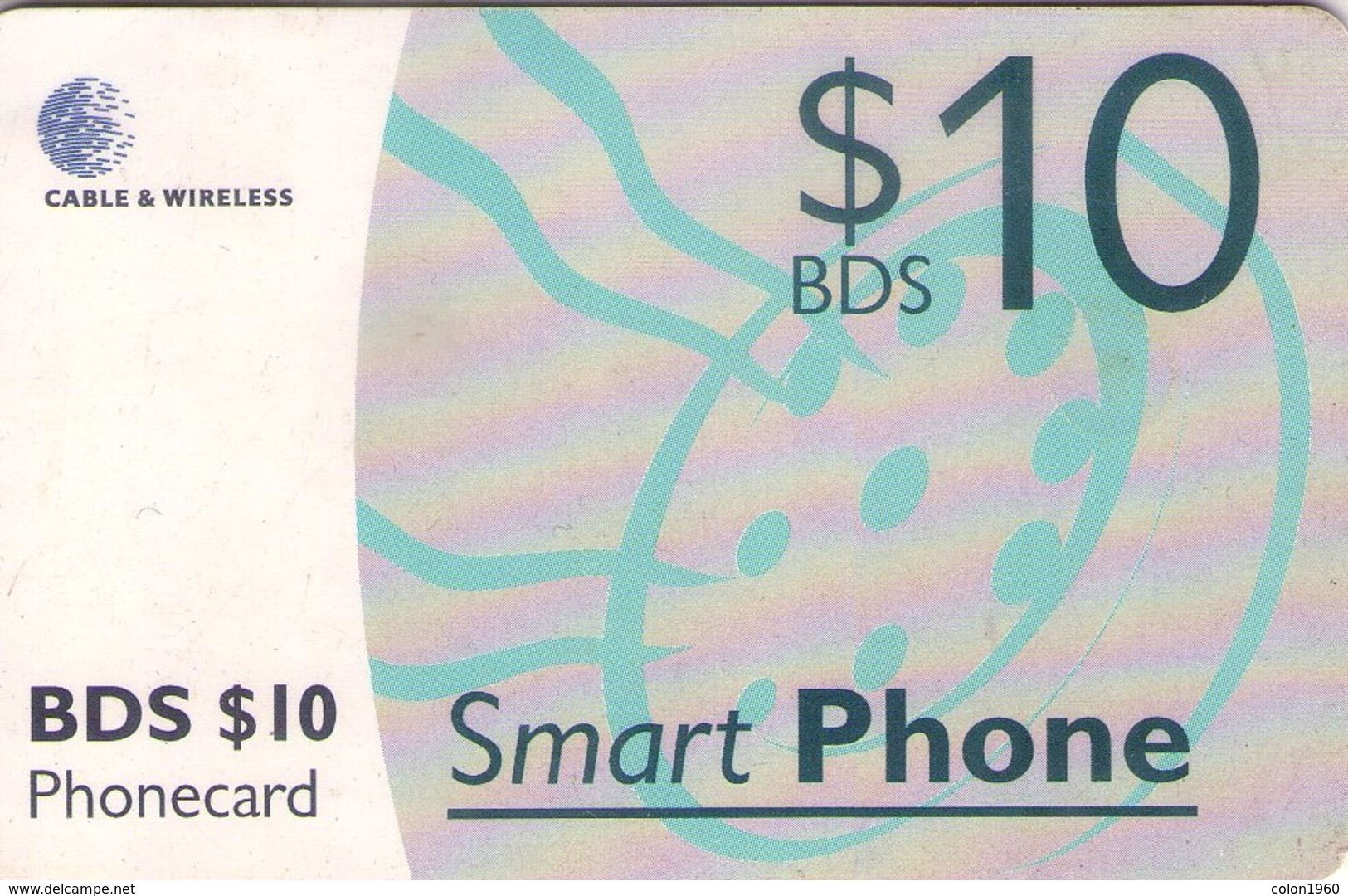 BARBADOS. BAR-C1a. Grey Smart Phone. 10 BDS. 2000. (001). - Barbades