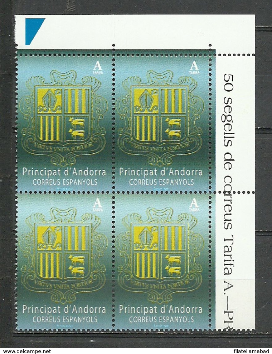 ANDORRA CORREO ESPAÑOL BLOQUE DE 4 SELLOS EL PRIMERO DEL AÑO 2018 (C.H.C.01.18) - Unused Stamps