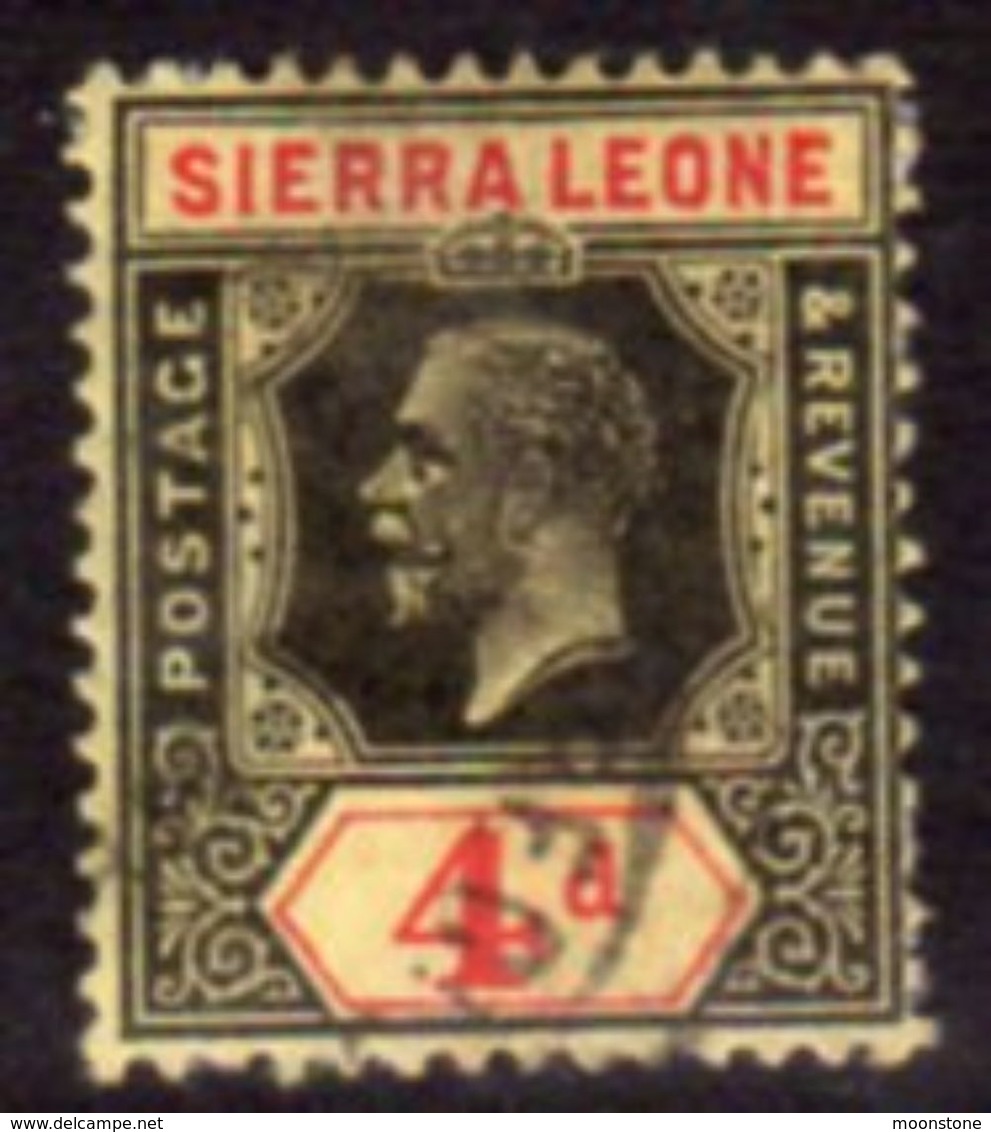 Sierra Leone GV 1912-21 4d Black & Red On Lemon Paper Definitive, Wmk. Mult. Crown CA, Used, SG 117a (BA) - Sierra Leone (...-1960)