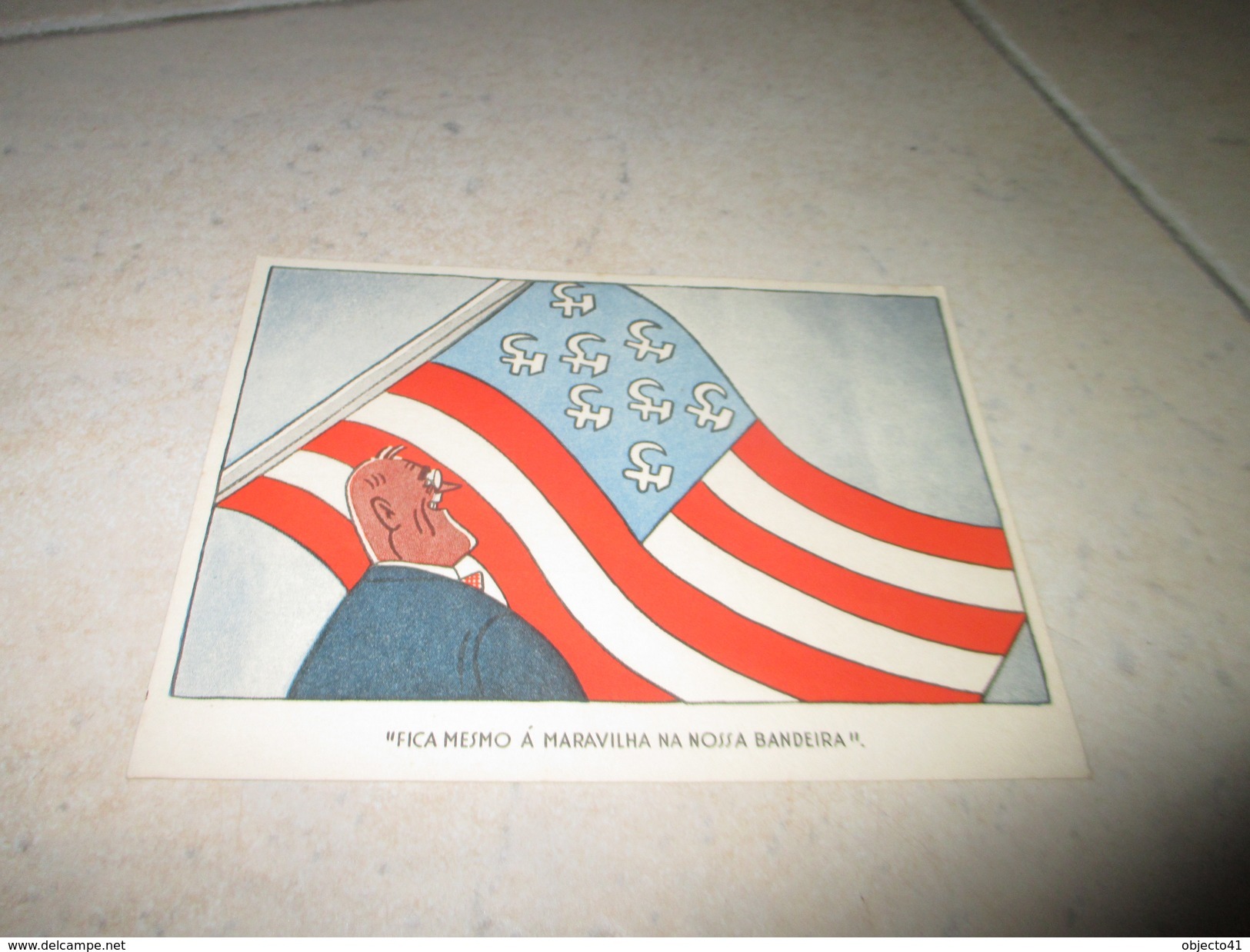 Postcard Carte Postale WWII Guerre Mondiale USA Russia Franklyn Roosvelt - Satirical