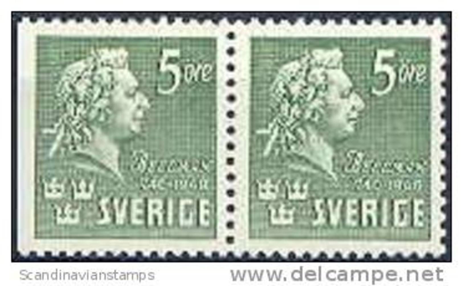 ZWEDEN 1940 C.M Bellman 5õre Paar Drie+vierzijdig Getand PF-MNH - Unused Stamps