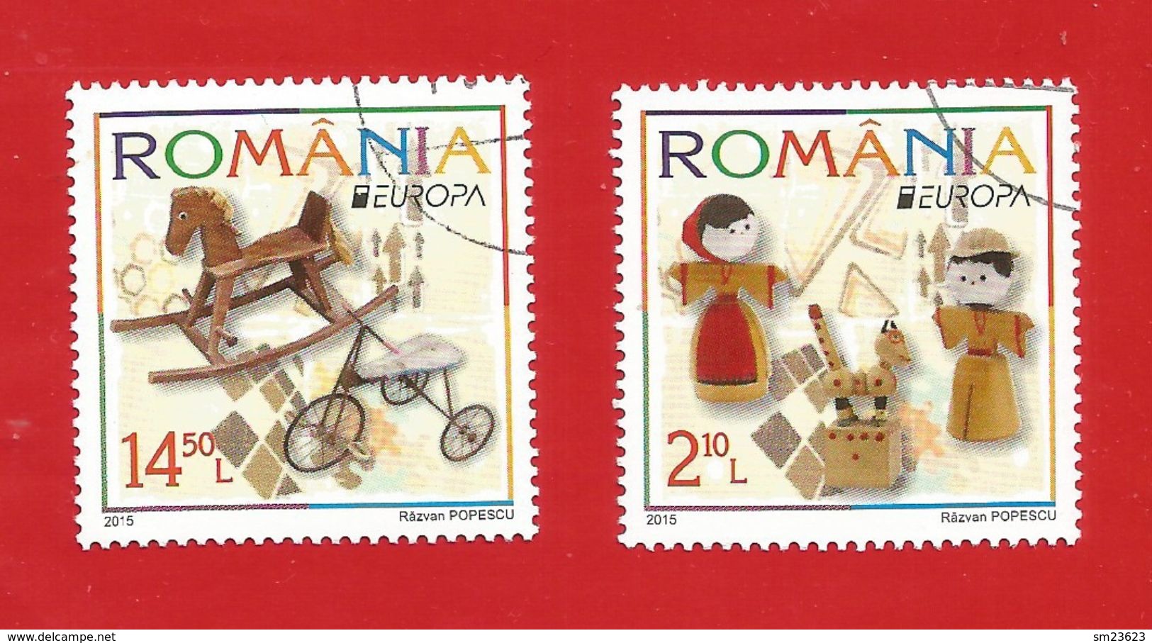 Rumänien / Romania 2015  Mi.Nr. 6950 / 51 , EUROPA CEPT - Historisches Spielzeug - Gestempelt / Used / (o) - 2015