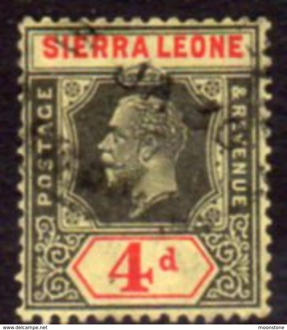 Sierra Leone GV 1921-7 4d Black & Red Definitive, Wmk. Mult. Script CA, Used, SG 137 (BA) - Sierra Leone (...-1960)