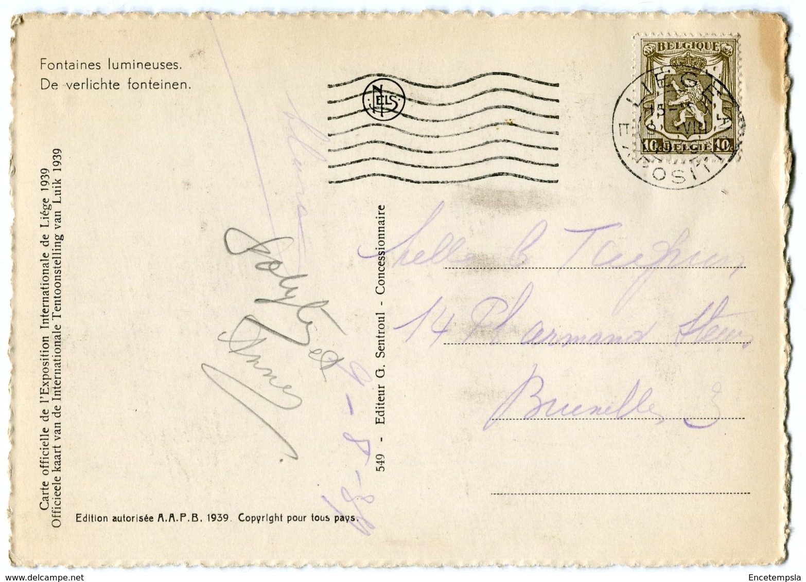 CPA - Carte Postale -Belgique - Liège - Fontaines Lumineuses - 1939 (CP11) - Luik